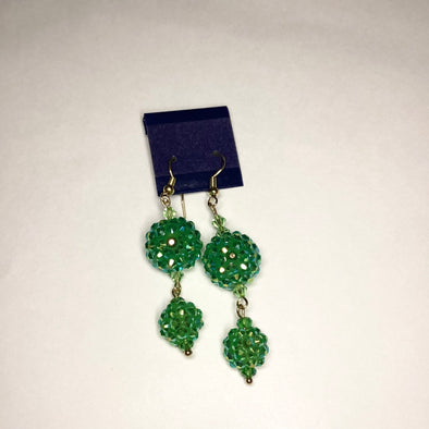 Two Tier Sparkling Green Dangle Earrings