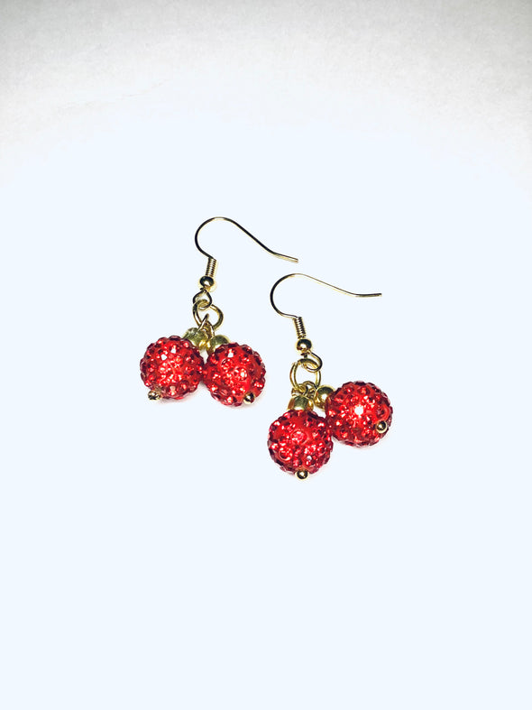 Red Christmas Ornament Dangle Earrings