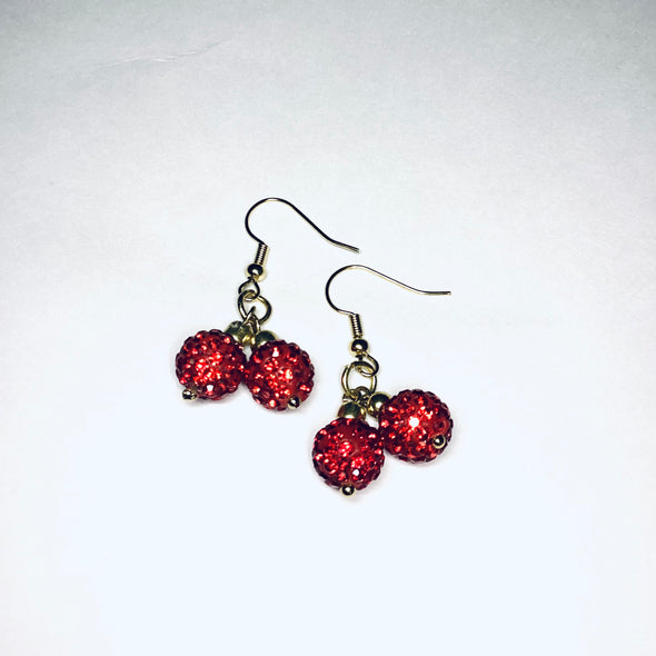 Red Christmas Ornament Dangle Earrings