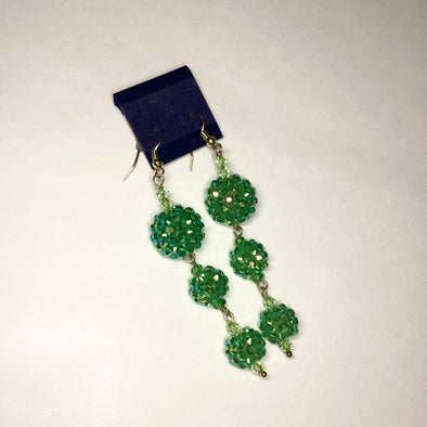 Three tier Sparkling Green Dangle Earrings