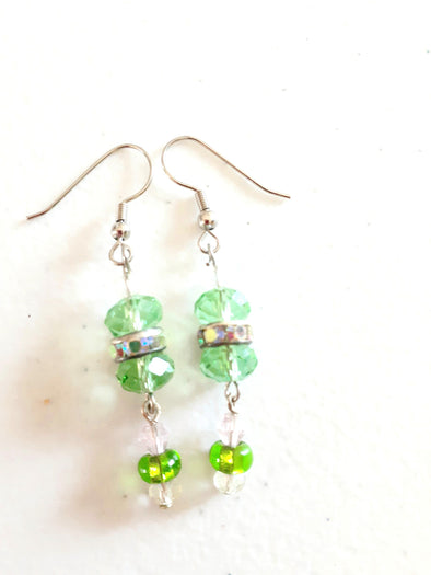 Green Simple Crystal Earrings - Firestarter Jewels 