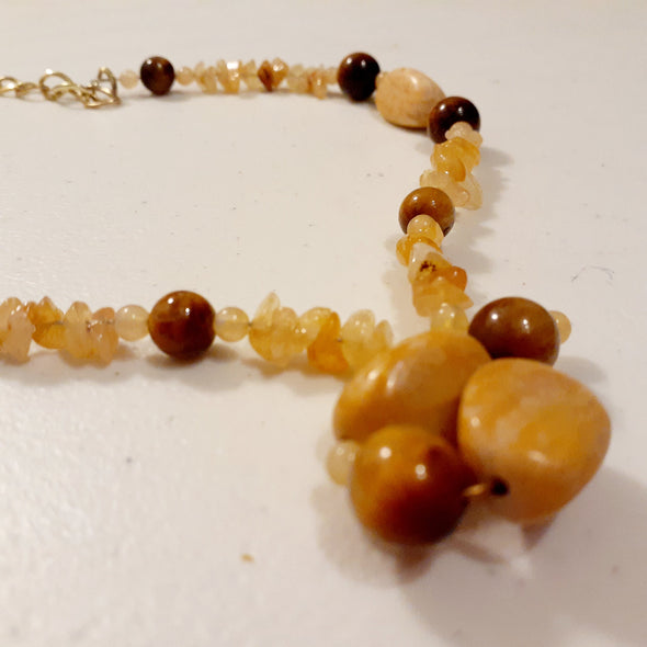 Marigold Tiger Eye Necklace And Earrings Set