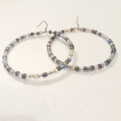 Blue/White Simple Hoop Earrings