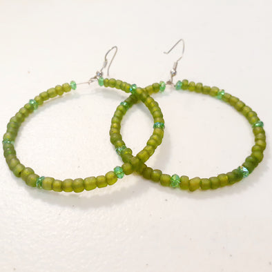 Green Simple Hoop Earrings