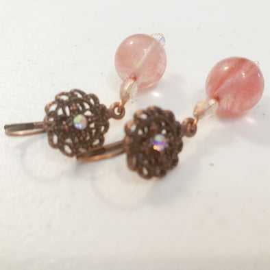 Coral/Copper Dangle Earrings