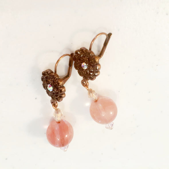 Coral/Copper Dangle Earrings
