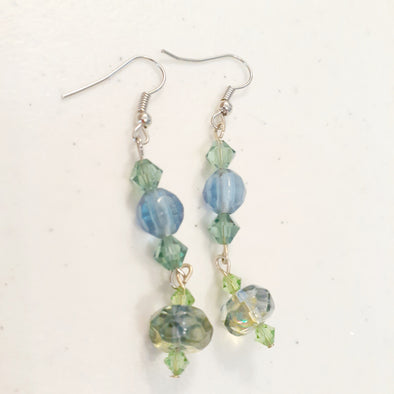 Clear Blue Water Dangle Earrings