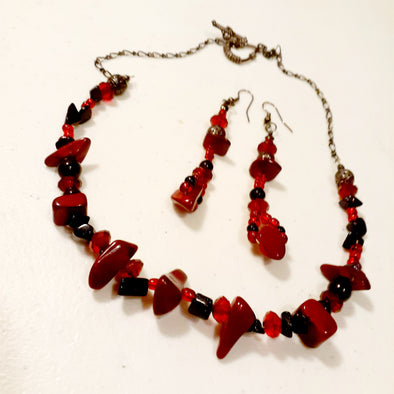 Rocking Red Necklace And Earrings Set