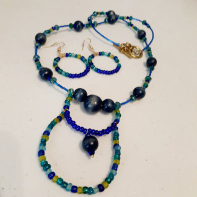 Indigo Mixer Necklace And Earrings Set