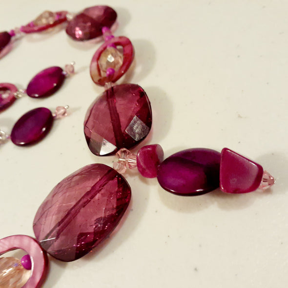 Flamboyant Fuchsia Necklace And Earrings Set