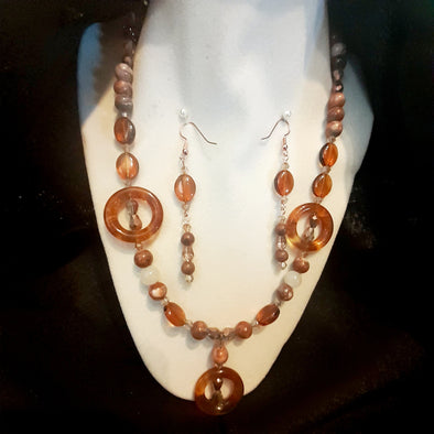 Amber Glow Necklace And Earrings Set