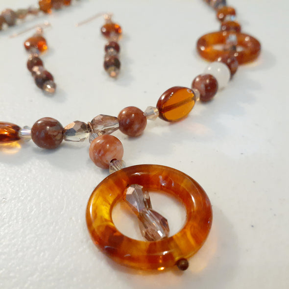 Amber Glow Necklace And Earrings Set