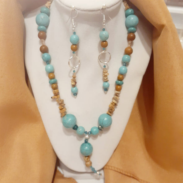 Charismatic Culture Turquoise Necklace And Earrings Set