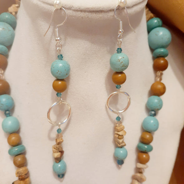 Charismatic Culture Turquoise Necklace And Earrings Set