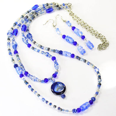 Blue Escape Necklace And Earring Set - Firestarter Jewels 
