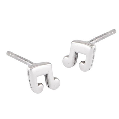 Small sterling silver stud musical note earrings