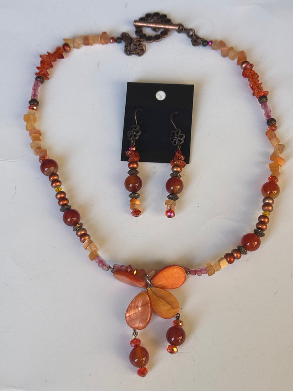 Tangerine Temptation Necklace And Earrings Set