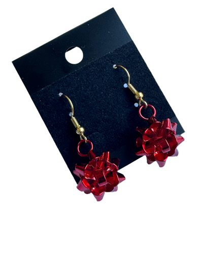 Red Christmas Bow Earrings