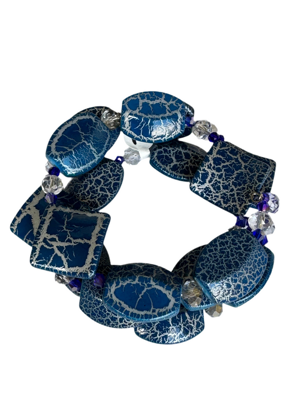 Crackled Blue Coil Bracelet