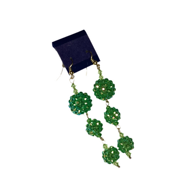 Three tier Sparkling Green Dangle Earrings