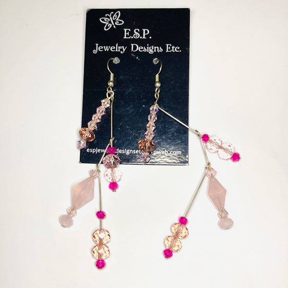 Pink Crystal Tree Earrings