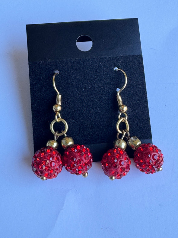 Red Christmas Ornament Dangle Earrings