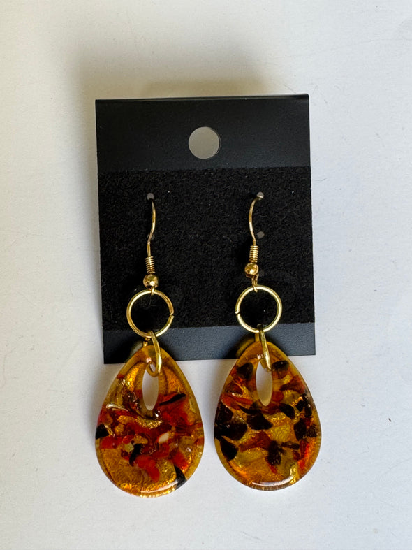 Amber Gold Dangle Earrings