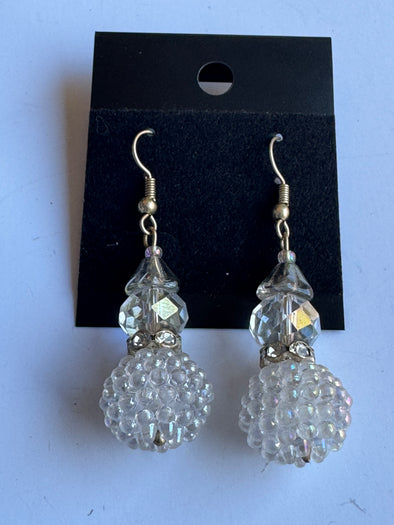 Bubbled Crystal Snowman Earrings