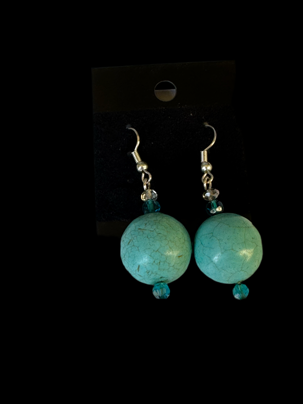 Round Ball Turquoise Dangle Earrings