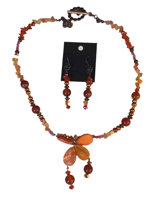 Tangerine Temptation Necklace And Earrings Set