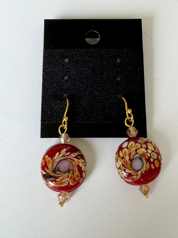 Burgundy Floral Earrings