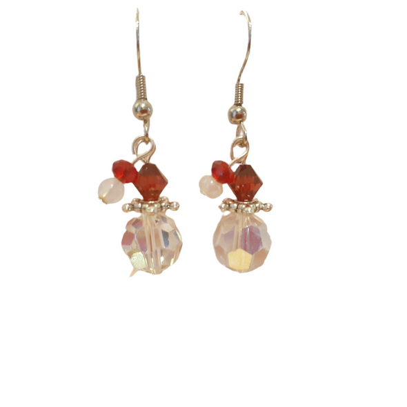 Dainty Santa Face With Hat Crystal Earrings