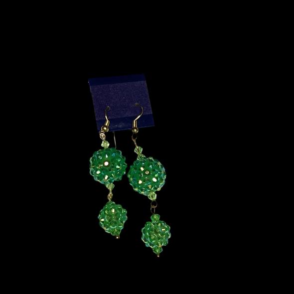 Two Tier Sparkling Green Dangle Earrings