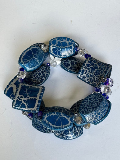 Crackled Blue Coil Bracelet