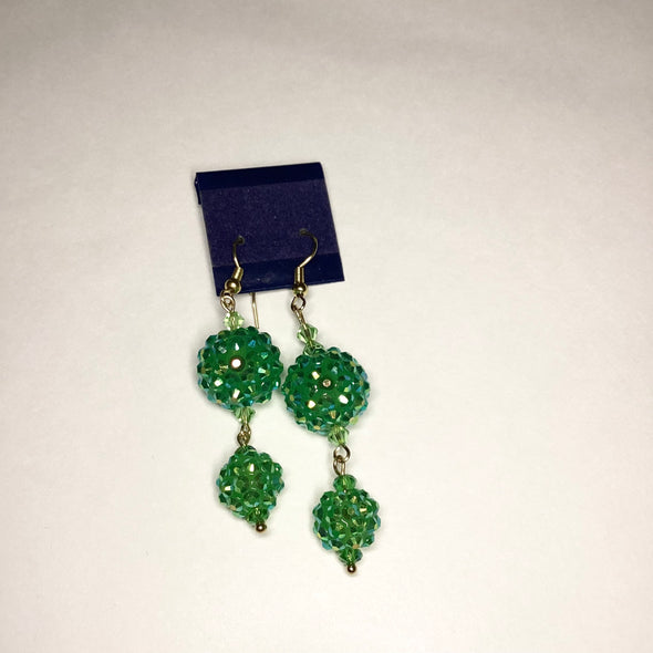 Two Tier Sparkling Green Dangle Earrings