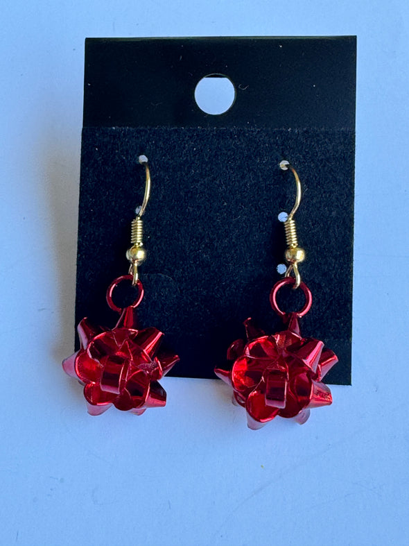 Red Christmas Bow Earrings