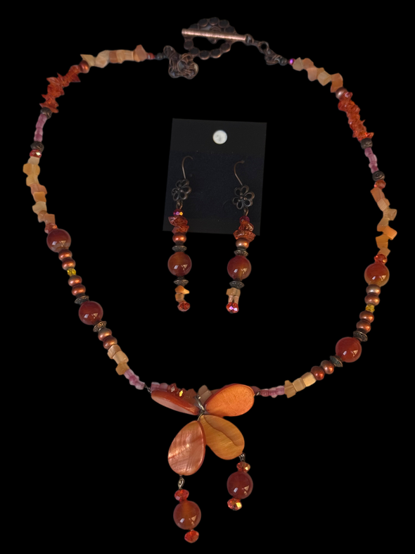 Tangerine Temptation Necklace And Earrings Set