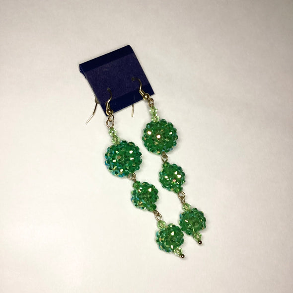 Three tier Sparkling Green Dangle Earrings