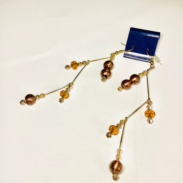 Root Beer Colored Crystal Tree Earrings