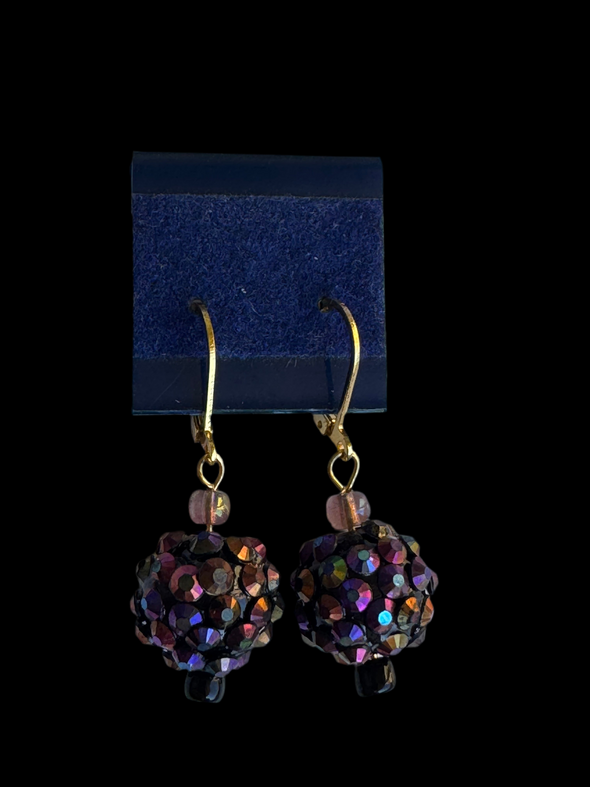 Speckled Black Peacock Earrings