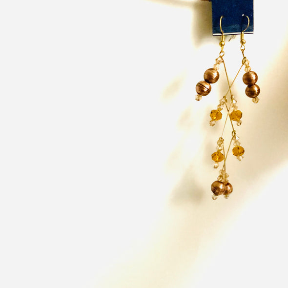 Root Beer Colored Crystal Tree Earrings