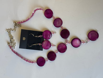 Fancy Fuchsia Necklace And Earrings Set