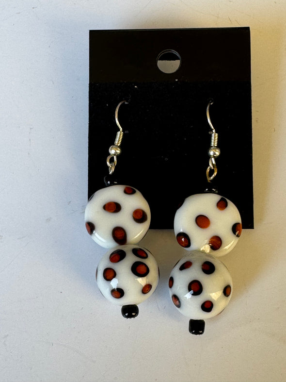 White Ladybug Earrings