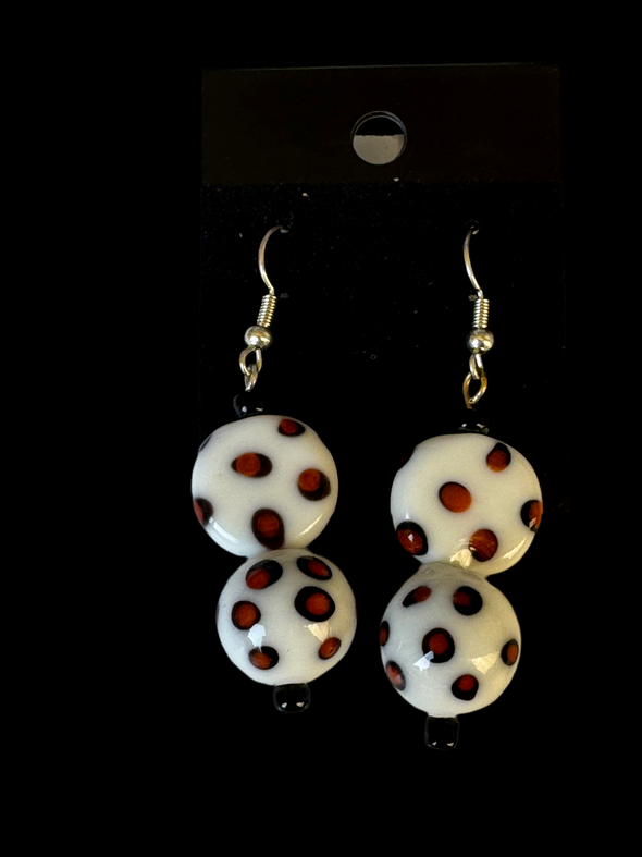 White Ladybug Earrings