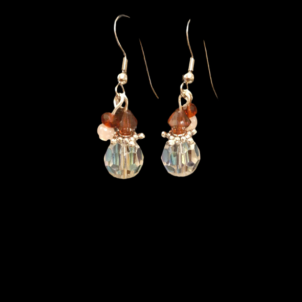 Dainty Santa Face With Hat Crystal Earrings