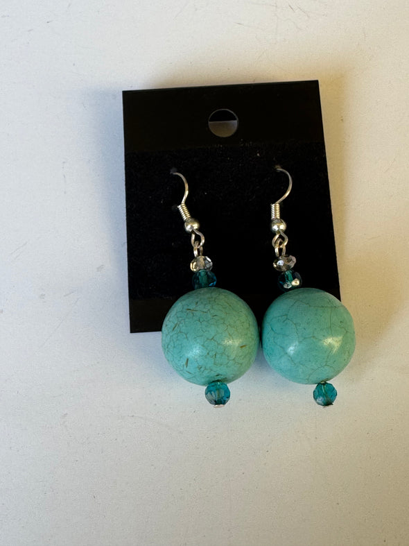 Round Ball Turquoise Dangle Earrings