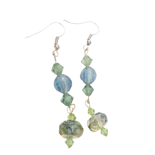 Clear Blue Water Dangle Earrings