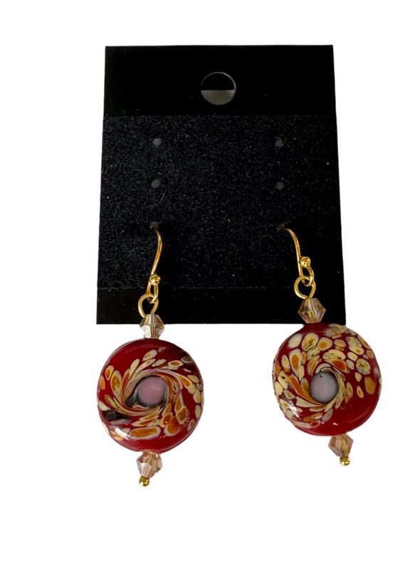 Burgundy Floral Earrings