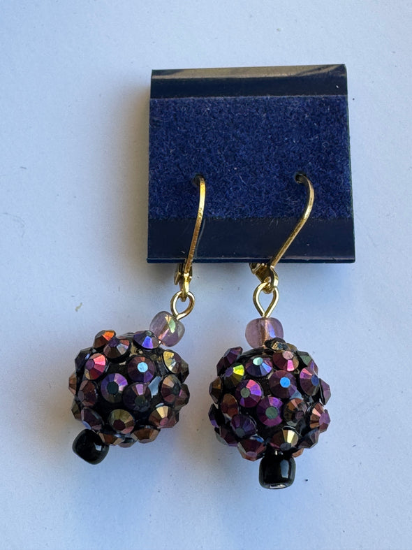 Speckled Black Peacock Earrings