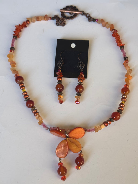 Tangerine Temptation Necklace And Earrings Set